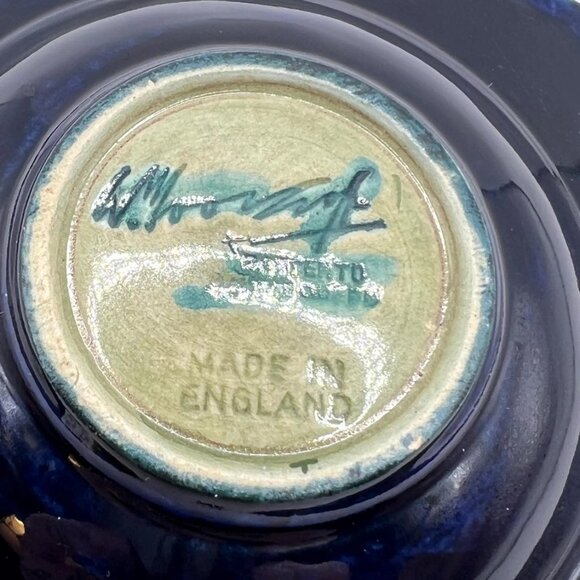 Moorcroft, circa 1930’s - Cobalt blue, pink and yellow Hibiscus Ashtray - Picture 4 of 5